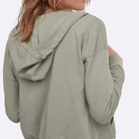 MATE The Label Organic Terry Full Zip Hoodie Sweatshirt Sage Green, Size Medium - Picture 2 of 14